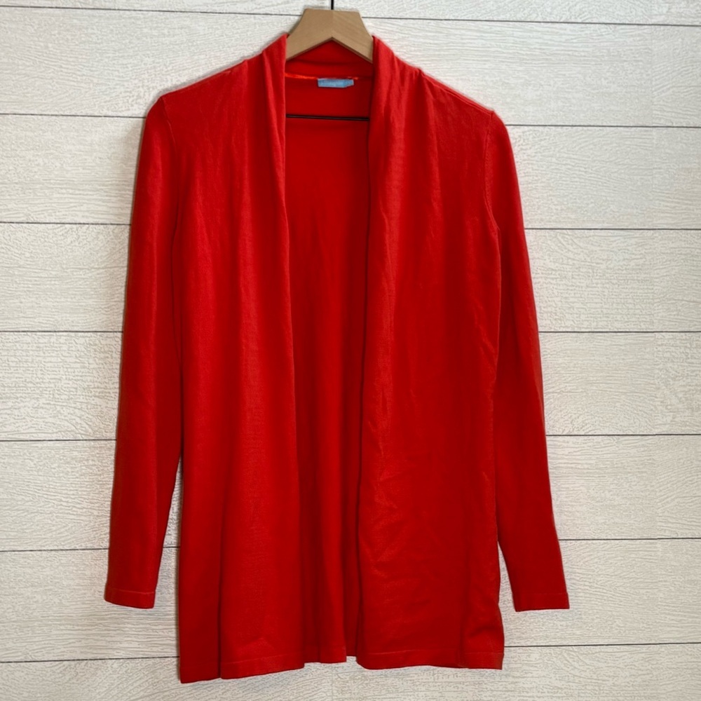 J. McLaughlin Halsey Open-Front Cotton Cardigan | Tomato Red | Size XS - Picture 6 of 11